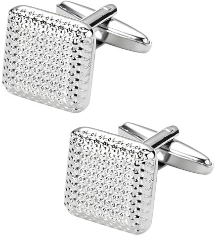 Jonwo Quadratische Metall Herren Manschettenknöpfe Silber/Vergoldet/Schwarz und Roségold Vergoldet Men Cufflinks Hochzeit Hemd Party Geburtstag Jubiläum Kleid (Silber)