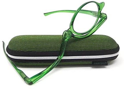 CONTOUR CRISTAL - Gafa de Maquillaje con Lentes Graduadas de Calidad Optica con estuche portalápices (VERDE, 3)