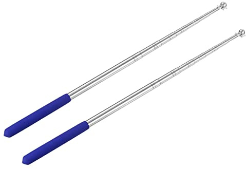 PATIKIL 5 Feet Telescopic Handheld Flagpoles, 2 Pack Stainless Steel Extendable Portable Guide Flag Pole for Tour Guides Teacher Pointer, Blue
