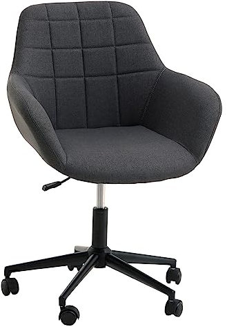 IDIMEX Drehstuhl Yankee höhenverstellbar, bequemer Schreibtischstuhl mit Stoffbezug in dunkelgrau, moderner Bürostuhl mit Armlehnen, praktischer Bürodrehstuhl mit 5 Doppelrollen