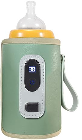 TOPINCN Baby-Milchflaschenwärmer, 5 Geschwindigkeiten, Tragbarer Flaschenwärmer, Babymilch-Wärmebehälter mit LED-Anzeige, USB-Flaschenwärmer für Autoreisen (Grün)