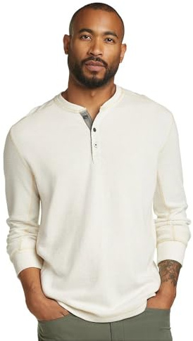 Eddie Bauer Men's Eddie's Favorite Classic Fit Long Sleeve Thermal Henley Shirt, Undyed, Medium