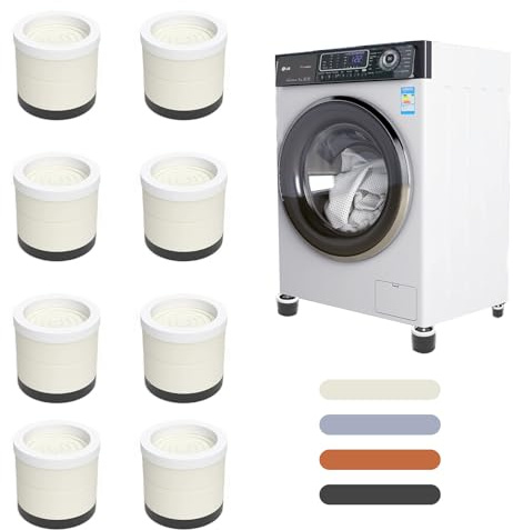 CFlong 8 Stück Waschmaschine Füße Pad, Anti-Vibrationsmatte, Gummifußpolster, Anti Rutsch Pad, Stoßdämpfer, rutschfeste Feste Anti-Abweichung, Verwendet Für Trockner, Waschmaschine (Weiß)