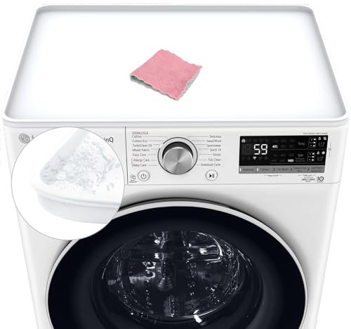 60x60 Housse de machine à laver, tapis antidérapant en silicone pour machine à laver et sèche-linge, coussin de machine à laver pour buanderie, plan de travail de cuisine（Blanc）