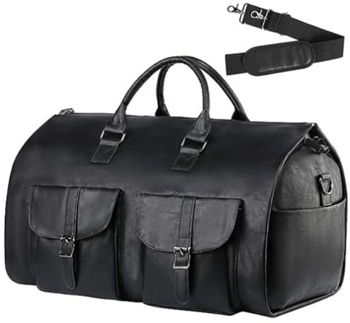 Hixingo Kleidersäcke für Reisen für Herren und Damen, 2 in 1Umwandelbarer Anzugtasche Handgepäck Reisetaschen für Kurzurlaub Geschäftsreisen (Schwarz,56x33x32cm)