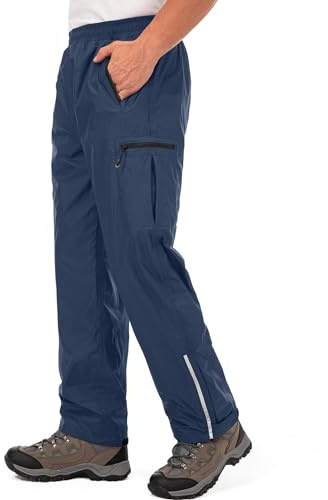 Jogwits Regenhose Herren Wasserdicht Leichte | Fahrrad Regenhose für Herren, Winddicht Reflektierende Outdoorhose, zum Wandern Camping Golf Angeln