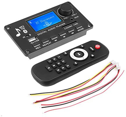 Jzoowar DC 12V MP3 DéCodeur Carte Amplificateur Autoradio RéCepteur Lecteur MP3 Bluetooth V5.0 USB SD Module MP3 FM AUX Enregistrement