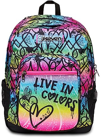 Seven Zaino scuola Colour Expression Freethink, Doppio scomparto, Tasca porta borraccia, Tasca frontale, Per bambini e ragazzi, Scuola elementare e media, Viaggi e tempo libero