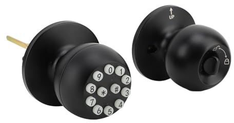 Türknauf mit Tastatur, Schlüsselloses Türschloss mit Mehreren Passwortoptionen, Anti-Peep-Funktion, Rundes Türschloss mit Schloss und Schlüssel für 35–55Mm Dicke Türen