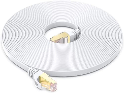 BUSOHE Cat 8 Ethernet Cable 3 Metre, High Speed Flat Gigabit RJ45 Lan Network Cable, 40Gbps 2000Mhz Internet Patch Cord Compatible with Router, Modem, PC, Laptop, Printer (White)
