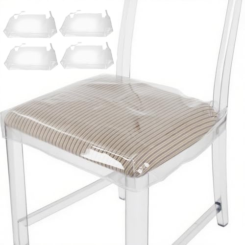 Youngwier 4-Piece Transparent PVC Dining Chair Covers, Stain Resistant, Waterproof, Easy to Clean, Perfect for Homes, Businesses, and Events