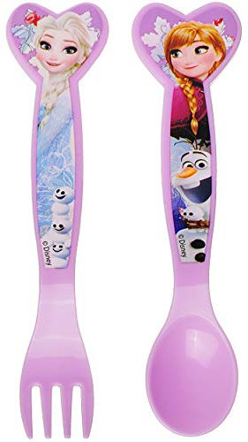 alles-meine.de GmbH 2 * 2 TLG. Set - Besteckset - Kunststoff - Plastik - die Eiskönigin - Frozen - BPA frei - rostfrei - Besteck - Kinderbesteck - Gabel + Löffel - für Kinder + B..