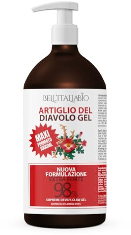 Artiglio del Diavolo Extra Forte Gel al 98%, Pomata Artiglio del Diavolo Formula Naturale e Professionale per Massaggi a Muscoli e Articolazioni (1000 ML)