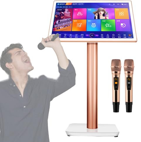 Máquina De Karaoke, Reproductor De Karaoke Profesional con Pantalla Táctil Capacitiva De 22 Pulgadas con Micrófono Inalámbrico Y Interruptor De 27 Idiomas para Barra De Fiesta En Casa,White-3TB