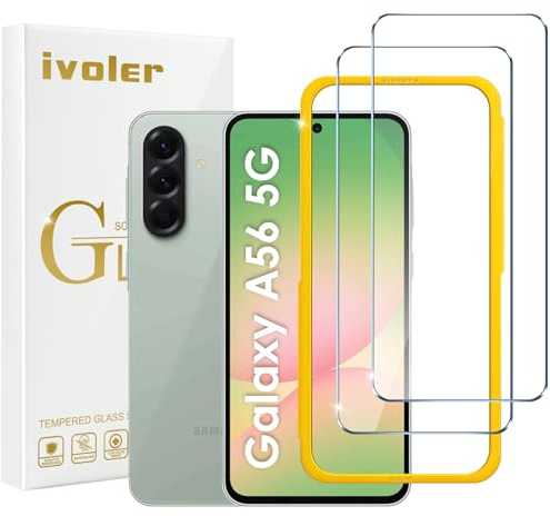 ivoler Schutzfolie für Samsung Galaxy A56 5G, Panzer Schutz Glas Folie Displayschutz mit Einfaches Installationswerkzeug, 9H Härte, HD Klar, Anti-Kratz, Anti-Bläschen, Anti-Stoßfest, 2 Stück