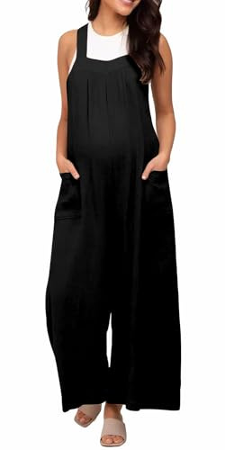 FEOYA Salopette Femme Enceinte Grossesse Jambe Large Maternité Combinaison Amples Pantalon à Bretelles