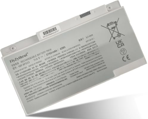 FlyZythrol 43Wh VGP-BPS33 laptop battery Compatible With Sony VAIO T T14 | T15 SVT-14 SVT-15 Touchscreen Ultrabooks series SVT151A11L SVT151A11M SVT1511M1 SVT1511M1E SVT14126CXS SVT15113CDS 11.4V