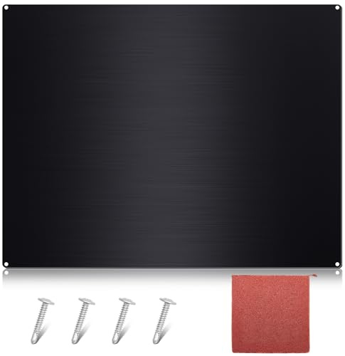Yaocom Stainless Steel Backsplash Range Hood Stove Backsplash Back Stainless Steel Sheet for Kitchen Wall Splatter Metal Wall Panels with Screws and Hanging Towel(Black,24×30 Inch)