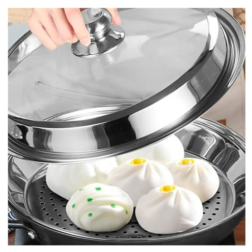 FonHNDG 30/32mm Versatile Stainless Steel Steamer Insert for Pot Seafood Steam Plate with Holes Draining Basket Tray Cooking Utensils for Vegetables, Seafood(32cm)