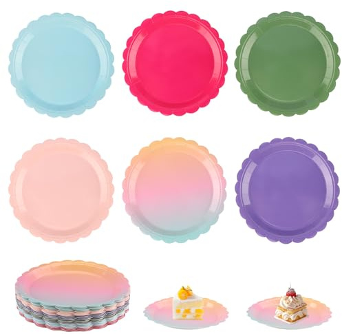 Zosenyer Pappteller Einweg Teller Einwegteller Stabil Papierteller Plates Party Paper Set Einweggeschirr Partyteller Pappgeschirr Papteller Rund Disposable Klein Geschirr Bunt 9 Zoll 60 Stück
