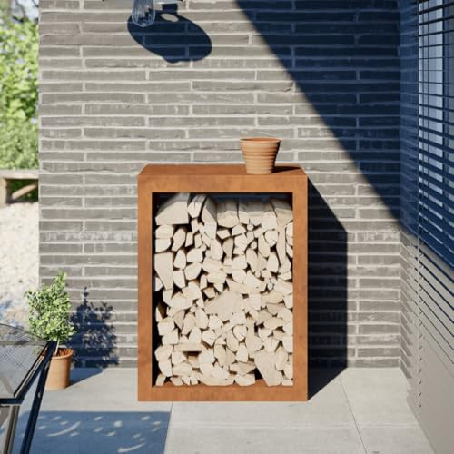 GCHDHAPB Kaminholzregal 60x40x80cm Verwitterung Stahl Haus & Garten Kamin & Holzofen Zubehör Holzregale & Träger