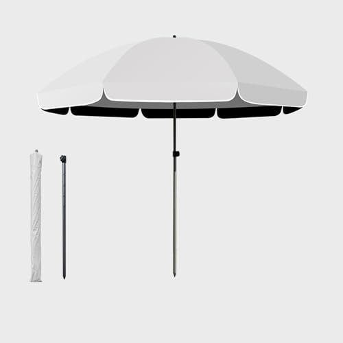 200 cm Strandschirm, tragbarer Gartenschirm, verstellbares Outdoor-Baldachin, UV50+ wasserdichter Sonnenschutz für Camping, 2 m, weißer Terrassenschirm