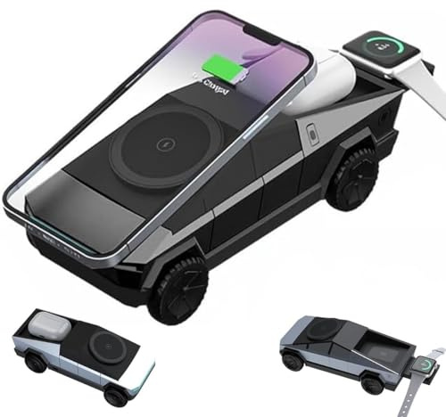 Homtrator Station De Charge Sans Fil 3-En-1 Cyberdock, Chargeur Sans Fil Tactile Pop-Up Multi-appareils Avec Lumière Ambiante Et Support Magnétique, Support De Charge Rotatif Automatique