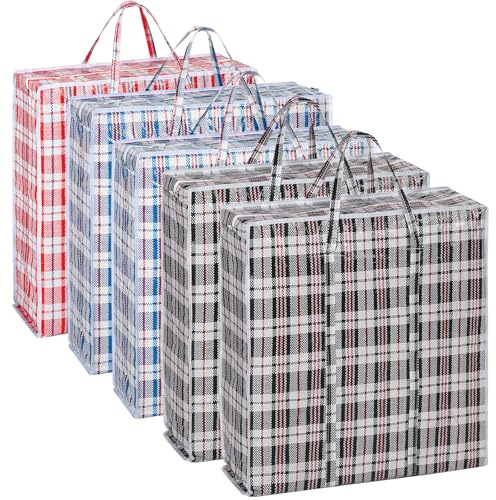 Rainberg 5 PACKS EXTRA LARGE Strong and Durable Storage Bags, Reusable Laundry Bags with Double Zips, Ideal for Laundry, Moving House, Clothing & Wardrobe Storage (60 x 60 x 18 CM)