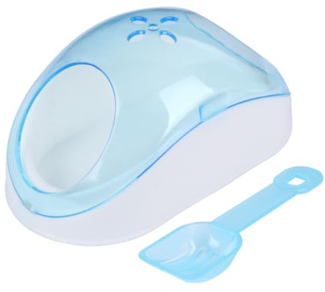 TOBBOMEY Chinchilla Sandbadehaus Satz Kunststoff Sandbad Mit Schaufel Halbtransparent Für Hamster Kleintiere Haustier Badezimmer Innen