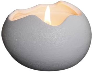Candeliere a forma di uovo, portacandele a guscio d'uovo, supporto in ceramica per aromaterapia, portacandele portatile (bianco)