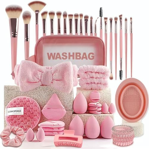 atrccs 48pcs Makeup Brushes Set, Professional & Newbie-friendly Foundation Powder Concealers Eye Shadows Blush Makeup Brushes Tool Set, Premium Synthetic Facial Makeup Accessories with Bag