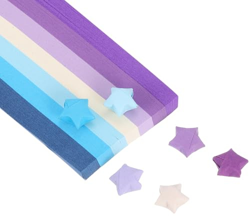 PATIKIL 1080 Fogli Di Carta Origami A Strisce Per Stelle, Strisce Di Carta Stelle Blu-Viola Per Decorazione DIY Artigianato Manuale, 8.6x1/2 Pollice