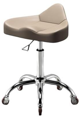 FXLUHAY Sattelhocker mit Rückenlehne, höhenverstellbarer Sattelstuhl mit geräuschlosen Rollen, drehbarer Salonhocker, for Zuhause, Büro oder Friseursalon(Color 1)