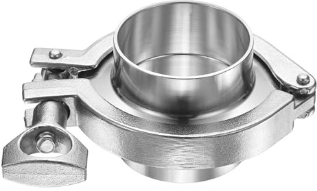 PATIKIL Raccordi Sanitari A Morsetto, 2 Tri Sanitary Clamp A 1-3/4 Tubo OD Ghiera Di Saldatura In Acciaio Inox 304 Per Tubazioni Heavy Duty Con Guarnizione In Silicone, Argento