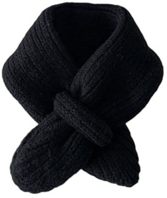 Gissroys Elegante Bufanda De Lana Para Niños Suave Y Cómodo Color Sólido Punto Perfecto Para Y Invierno, Negro , Talla única