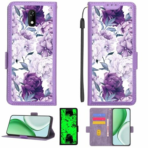 Kinetijy fodral kompatibelt med Cricket Icon fodral mobiltelefonfodral [Med 9H hårdhet HD skyddsfolie] [RFID-blockering][mörk ljuseffekt] LPT-ZSH