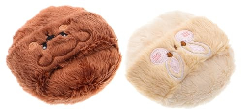 Alipis Lot de 2 Houppettes à Poudre Douce et Moelleuse en Tissu Pelucheux Motifs Dessin Animé Coussin Applicateur pour Visage et Corps pour Maquillage Blush et Peau Sensible Usage