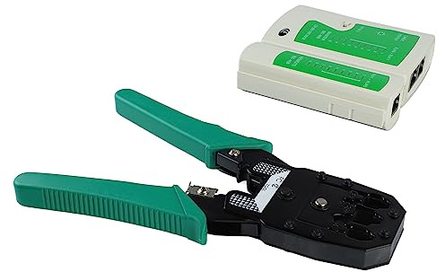 Alicates para cables de red ZIXINNKC, crimpadora de cristal, herramienta de prueba de crimpado de cables con pelacables y batería de 9 V.