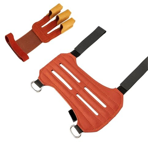 LPATEBCVU Arm Arm Protection, mockaläder, skyddsarm, bågskytte, praktisk, sportpil, brun, äkta kohandske, 3 fingrar