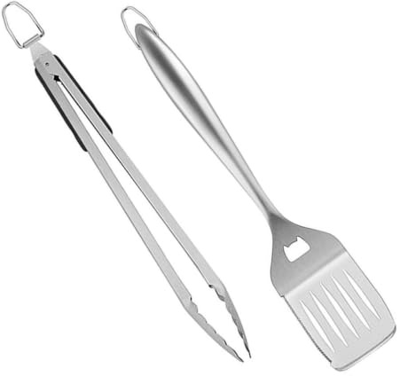 iplusmile Set D'outils pour Barbecue en Acier Inoxydable Comprenant Pince et Pelle Antiadhésive Multifonction pour Camping et Repas en Plein Air