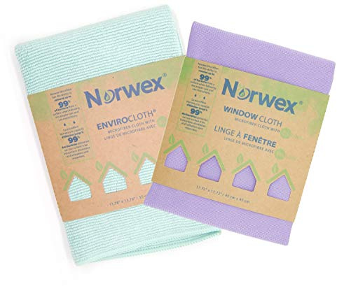 Norwex Basic Package - Microfiber - Glass Window Cleaning Cloth and Household Enviro Dusting Cloth Colors May Vary