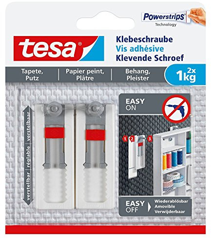 tesa® Verstellbare Klebeschraube für Tapeten und Putz, Haltekraft bis zu 1kg (3)