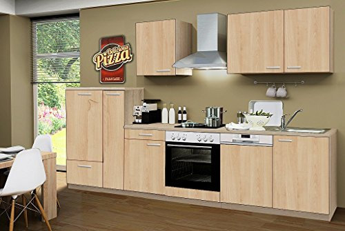 idealShopping GmbH Küchenblock ohne Elektrogeräte Classic 310 cm in Sonoma Eiche Nachbildung (Geschirrspüler geeignet)