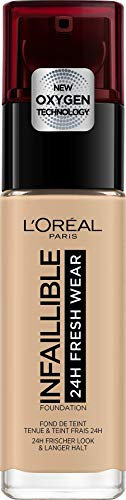 L'Oréal Paris Infallible 24 Hour Fresh Wear Fluid Foundation for All Skin Types, Vanilla 120, 30 ml