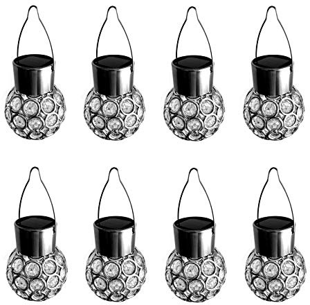 8er Set Solar Kugel Hängeleuchte Solar Lampe Kugelleuchte Edelstahl Gartenleuchte Solarlampe Hängekugel Gartenbeleuchtung