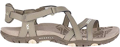 Merrell Women's Sandspur Rose Leather Sandal, Brindle, 9 US