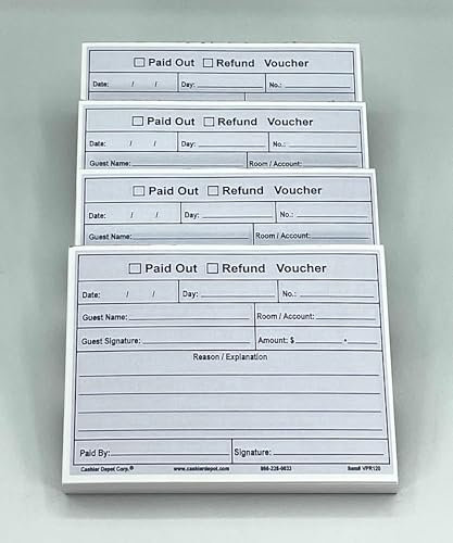 Cashier Depot Hotels/Motels Schreibtischgutscheine Paid Out/Refund.
