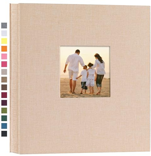 potricher Linen Hardcover Photo Album 4x6 600 Photos Large Capacity for Family Wedding Anniversary Baby Vacation (Beige, 600 Pockets)