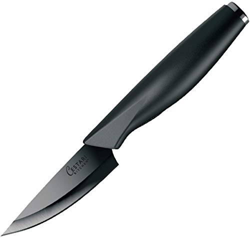 Cestari Charcuterie Board Accessories : Ceramic Paring Knife Blade Never Needs Sharpening; 3 Inch Paring Knife with Sheath - Black Mirror Finish Razor Sharp Blade