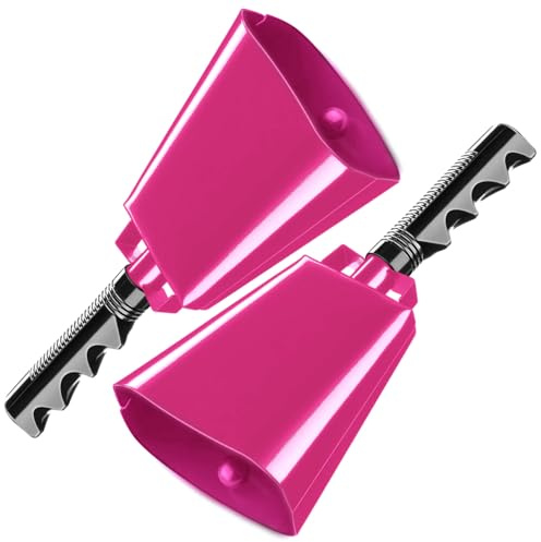 Deke Home - 2 Pack 10 Inch Steel Cowbells with Handle, Loud Noise Makers for Football, Sports, Parties, Competitions, School Spirit & Safety, Large Hand Bell for Cheering & Percussion Instrument